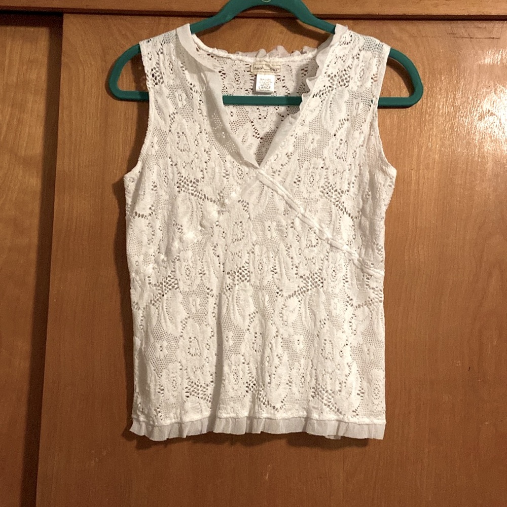 White Lace Sleeveless Top